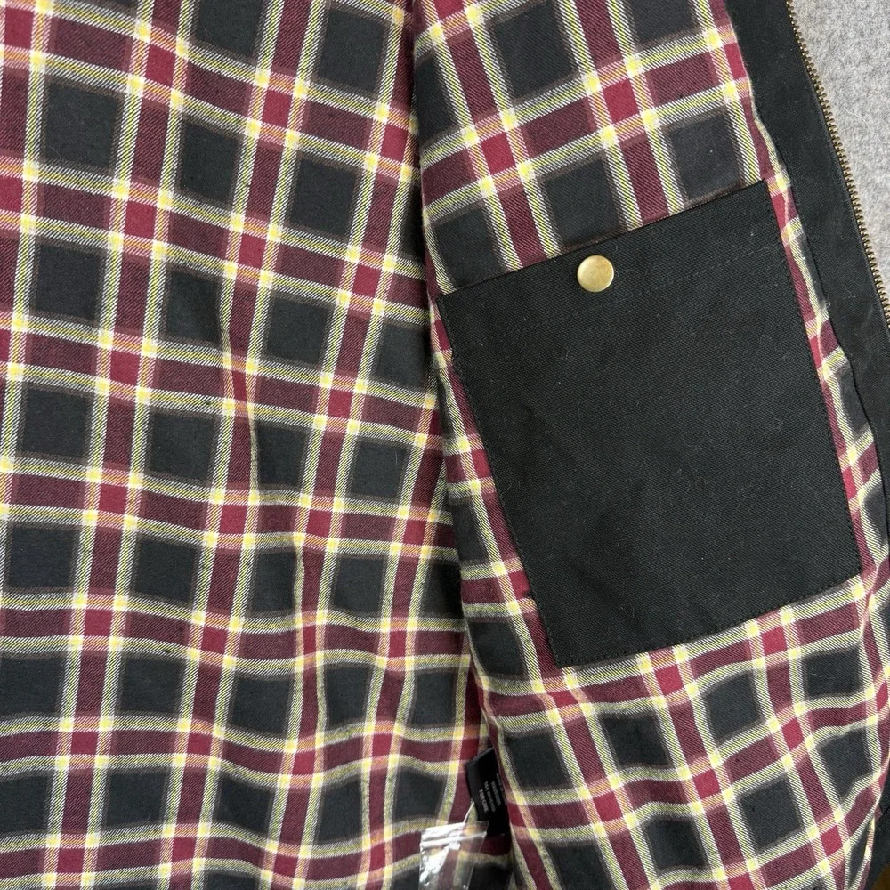 Burks Bay NRA Jacket Mens XL Black Canvas Plaid Lined Corduroy Collar Detroit